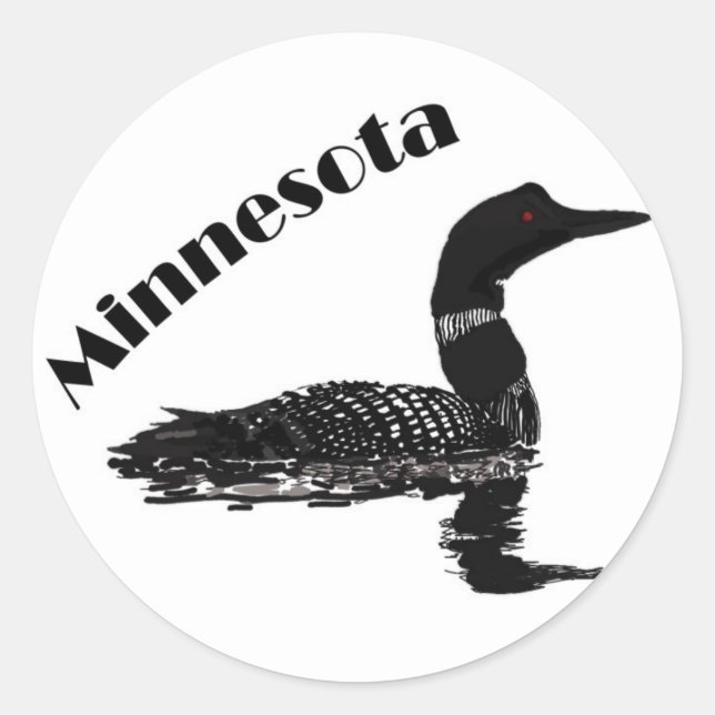 Minnesota loon classic round sticker (Front)