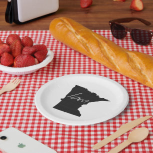 Minnesota Love Chalkboard Minnesotan Paper Party Plate