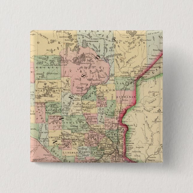 Minnesota Map by Mitchell 15 Cm Square Badge (Front)