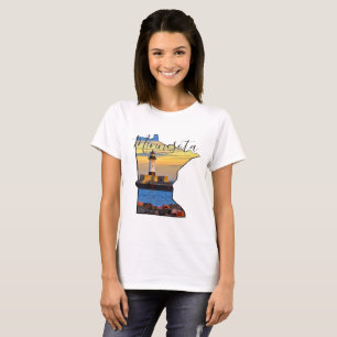 Minnesota Map with Lighthouse T-Shirt