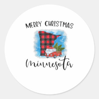 Minnesota Merry Christmas Truck Shirt Bu Classic Round Sticker