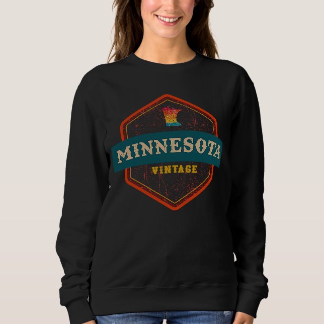 Minnesota MN Graphic Souvenir Love Distressed Stat Sweatshirt (Front)