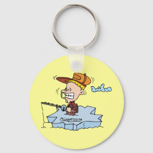 Minnesota MN Ice Fishing Vintage Travel Souvenir Key Ring