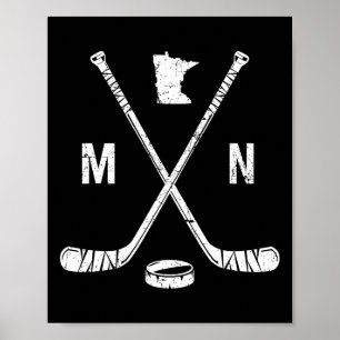 Minnesota Mn Ice Hockey Sticks Sports Team Fan Poster