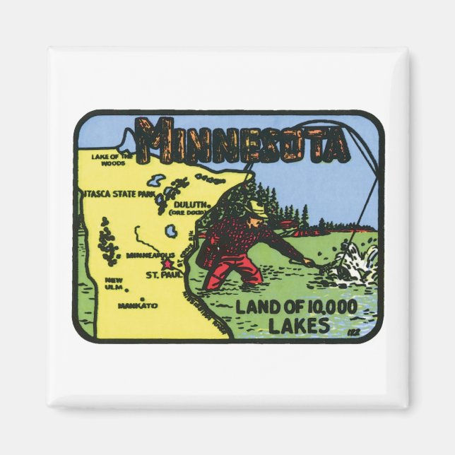 Minnesota MN Vintage Label Magnet (Front)