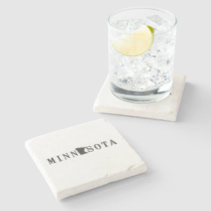 Minnesota Name with State Shaped Letter Stone Coaster