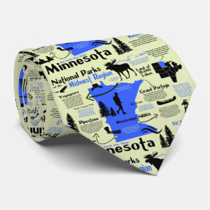 Minnesota National Parks Infographic Map Tie