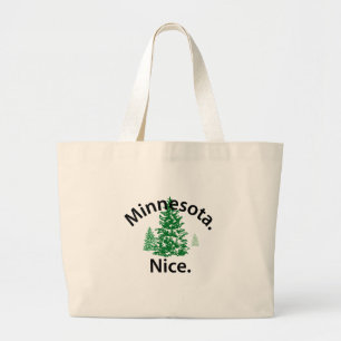 Minnesota Nice. Period! (black text) Large Tote Bag