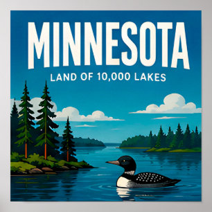 Minnesota North Shore Lakes Boundary Waters Travel Poster