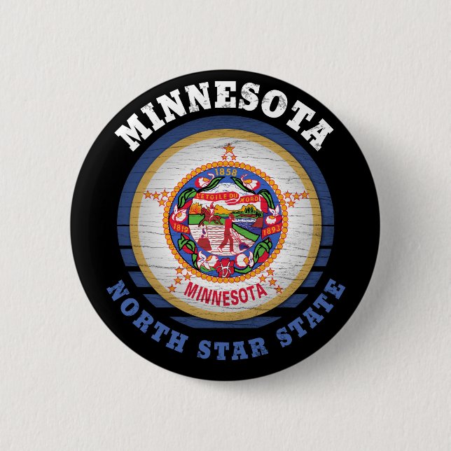 MINNESOTA NORTH STAR STATE FLAG 6 CM ROUND BADGE (Front)