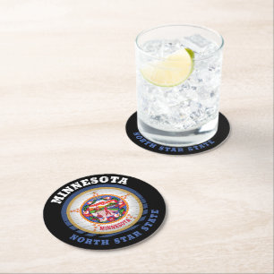 MINNESOTA NORTH STAR STATE FLAG ROUND PAPER COASTER