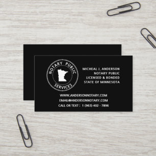 Minnesota Notary Public Services Business Card