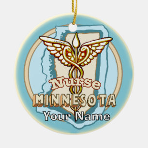 Minnesota Nurse Caduceus Ceramic Ornament