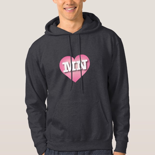 Minnesota Pink Fade Heart - I love MN Hoodie (Front)