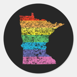 minnesota rainbow classic round sticker
