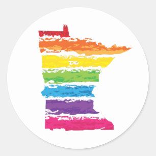 minnesota rainbow strokes classic round sticker