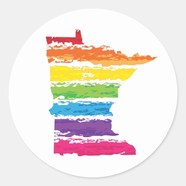 minnesota rainbow strokes classic round sticker (Front)