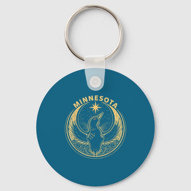 Minnesota rebel loon new mn state flag  key ring (Front)