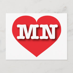 Minnesota Red Heart - I love MN Postcard