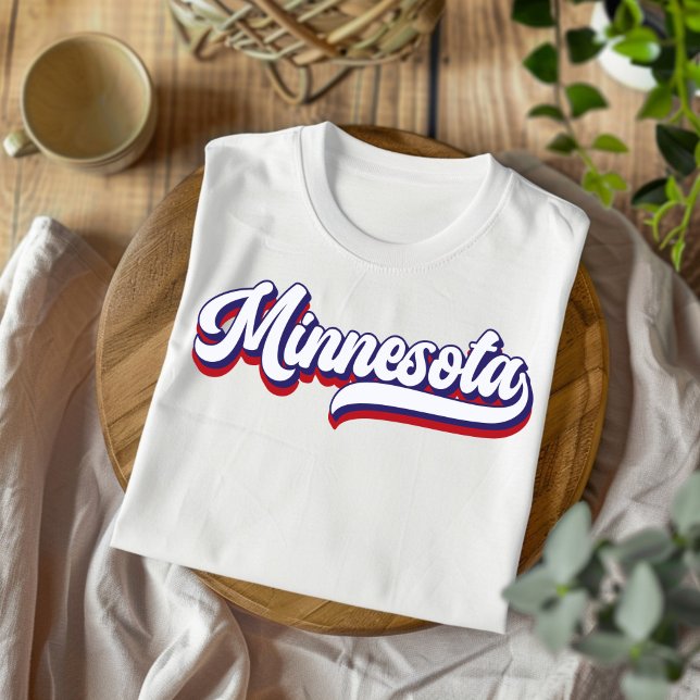 Minnesota Red White & Blue Vintage Script T-Shirt (Creator Uploaded)