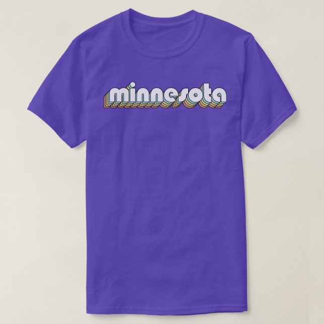Minnesota Retro Rainbow Typography Faded Style T-Shirt (Design Front)
