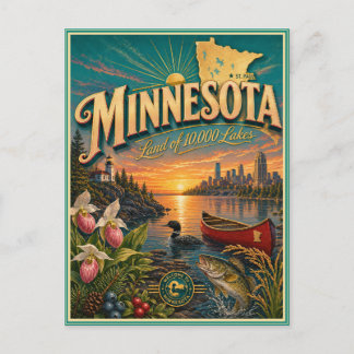 Minnesota Retro Travel Souvenir Postcard