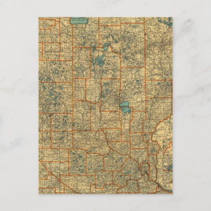 Minnesota road map postcard