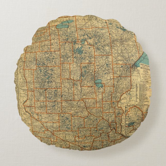 Minnesota road map round cushion (Front)