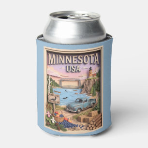 Minnesota Road Trip North Shore Lake 3D Textured Can Cooler