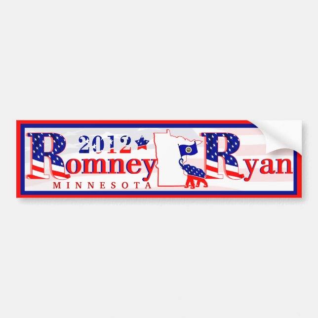 Minnesota Romney and Ryan 2012 Bumper Sticker 3 (Front)