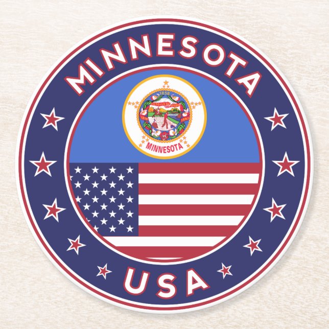 Minnesota Round Paper Coaster (Front)