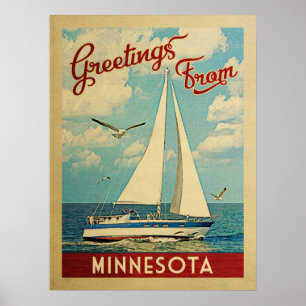 Minnesota Sailboat Vintage Travel Poster