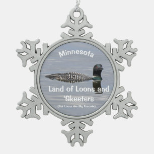 Minnesota Snowflake Pewter Christmas Ornament