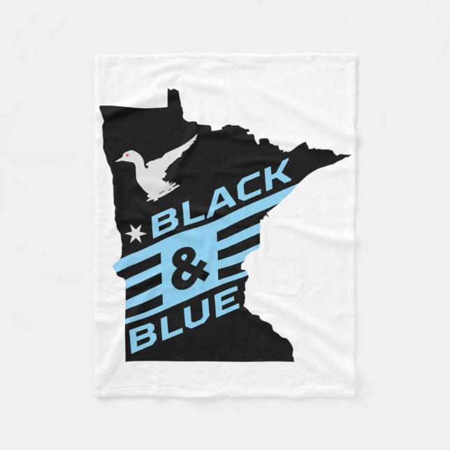 Minnesota Soccer Loon Black And Blue  Fleece Blanket (Front)