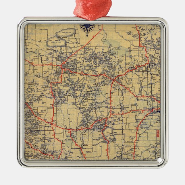 Minnesota standard map metal tree decoration (Front)