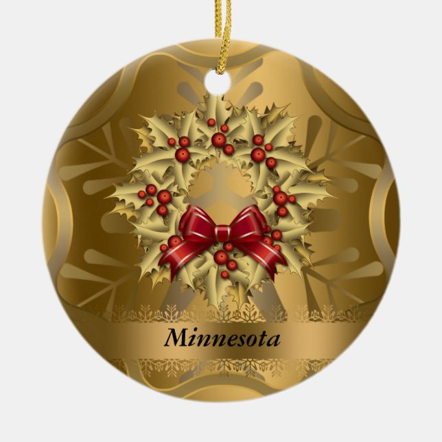 Minnesota State Christmas Ornament (Front)