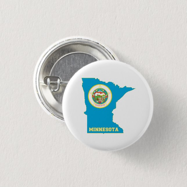 Minnesota State Flag Map 3 Cm Round Badge (Front & Back)