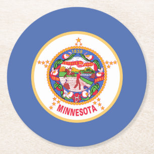Minnesota State Flag Round Paper Coaster