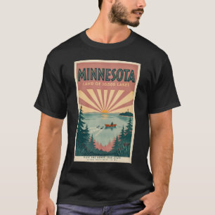 Minnesota State Illustration Travel Art Vintage T-Shirt