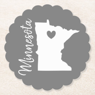 Minnesota state map love home paper coaster