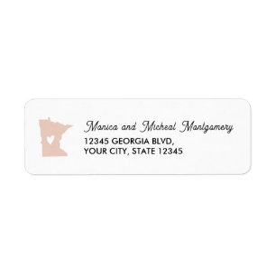 MINNESOTA State Map with Heart - ANY COLOR   Return Address Label