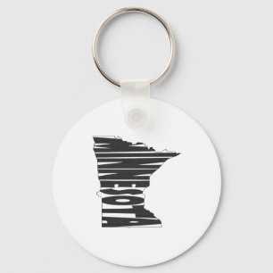 Minnesota State Name Word Art Black Key Ring
