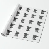 Minnesota State Name Word Art Black Wrapping Paper (Unrolled)