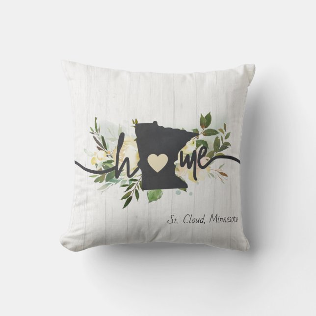 Minnesota State Personalised Your Home City Rustic Cushion (Front)