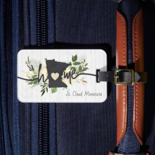 Minnesota State Personalised Your Home City Rustic Luggage Tag