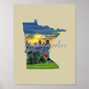 Minnesota State Photo insert and town name Poster