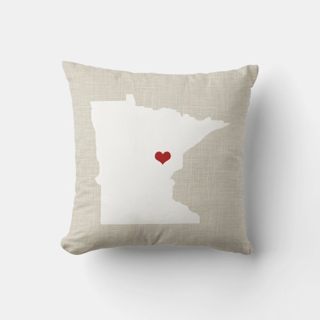 Minnesota State Pillow Faux Linen Personalised (Front)