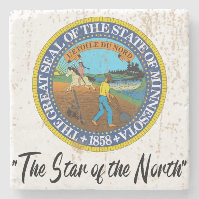 Minnesota State Seal and Motto - Stone Coaster (Front)