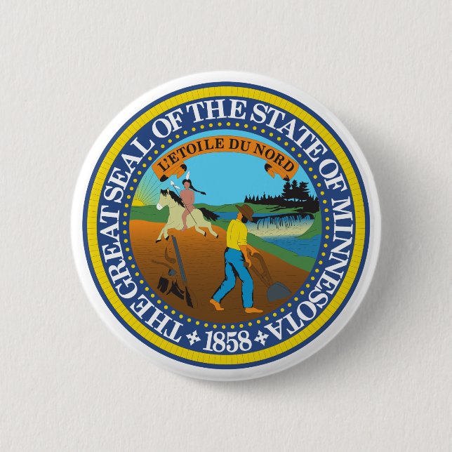 Minnesota State Seal Emblem  6 Cm Round Badge (Front)