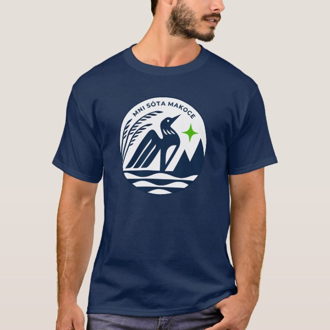 Minnesota State Seal in Timberwolves Colours T-Shirt (Front)